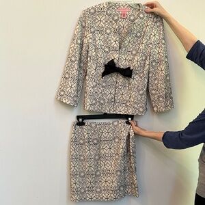 Two piece vintage floral embroidered suit